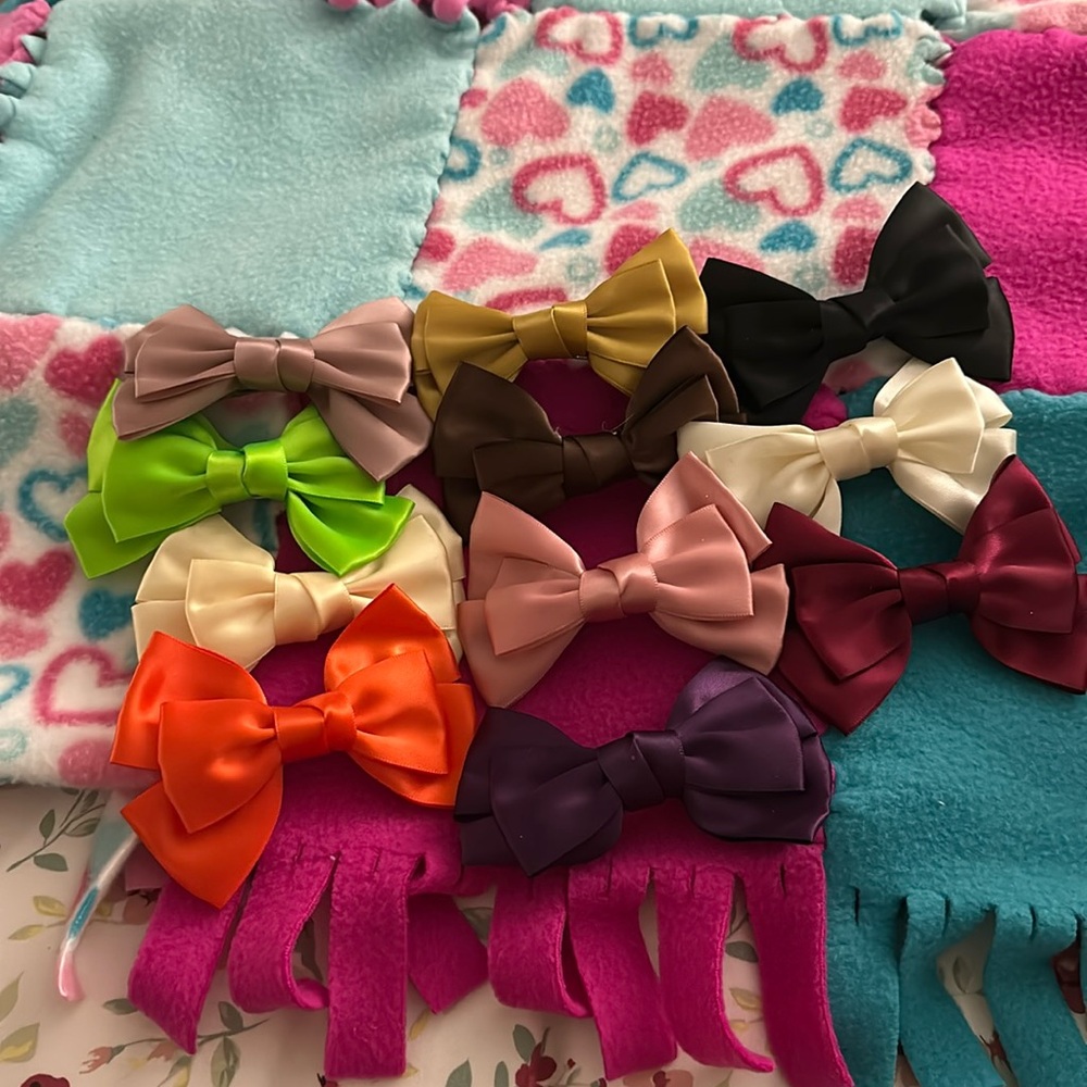 11 silk bows different colors